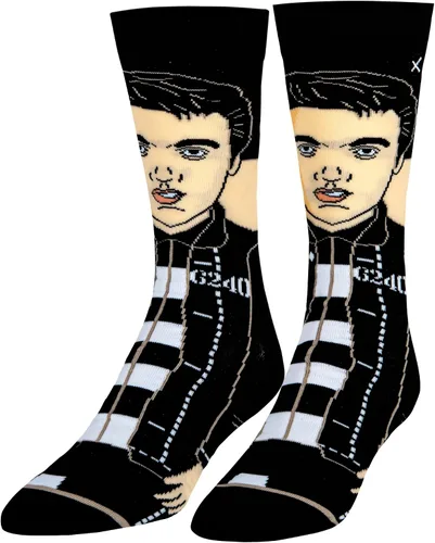Vista 2 de Odd Sox, Elvis Presley, The King of Rock N Roll - Calcetines para hombre, divertidos regalos de coleccionista, Negro