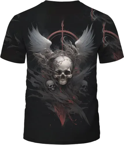 Vista 3 de Srcnhim Camisetas de manga corta para hombre con estampado 3D de calavera y olas geniales