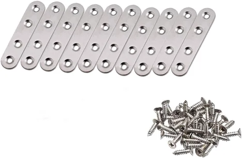 Vista 4 de 20 piezas de acero inoxidable resistente para muebles de gabinete de gabinete soporte de esquina soporte ángulo L soporte con tornillos