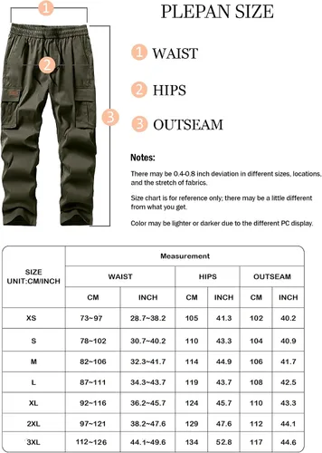 Vista 6 de PLEPAN Mens Cargo Pants Casual Hiking Joggers Sweatpants Lightweight Drawstring Work Pants with 4 Pockets