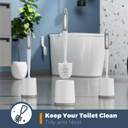 Vista 11 de Holaloha Cepillo de inodoro, paquete de 3 cepillos de inodoro para baño con soporte, accesorios de baño, cepillo de inodoro con 3 cepillos