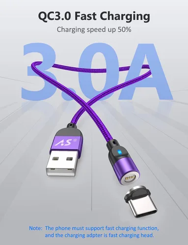 Vista 4 de A.S Cable de carga magnético, cable USB magnético de carga rápida y transferencia de datos, cargador de teléfono magnético, iProduct, Micro-USB