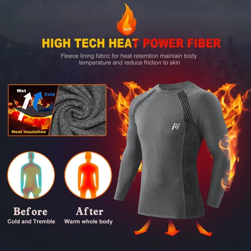 Vista 9 de MEETWEE Paquete de 4/5 camisas de compresión térmica para hombre, manga larga, forro polar, capa base, equipo de entrenamiento de invierno