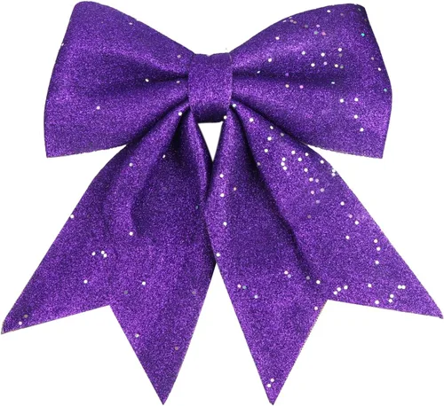 Vista 13 de YYCRAFT Flores de pascua con purpurina con purpurina, lazo de mariposa de 5 pulgadas para adornos de árbol de Navidad, decoraciones de Navidad
