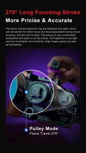 Vista 4 de 7artisans Lente de película profesional cinematográfica cinematográfica cinematográfica de 1.378 in T2.0 para cámara sin espejo Sony E Mount A6000