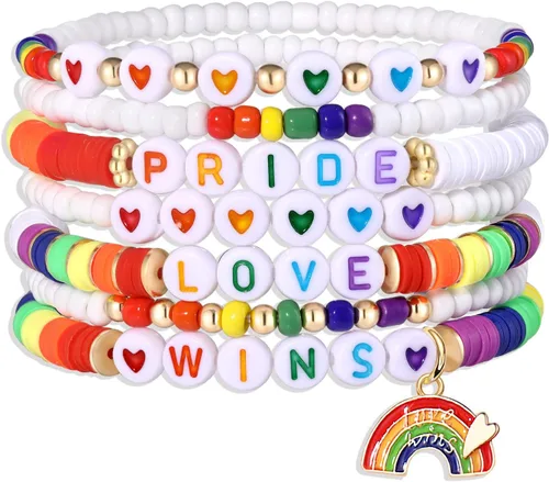 Vista 307 de Surfer Heishi - Pulseras apilables para mujer, apilables, de vinilo arcoíris, disco de arcilla, pulseras elásticas para la amistad, joyería bohemia