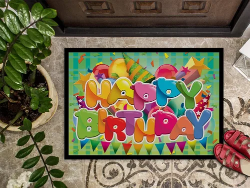 Vista 3 de Caroline's Treasures APH8872JMAT - Felpudo de feliz cumpleaños, 24 x 36 pulgadas, para interiores y exteriores, para entrada, antideslizante