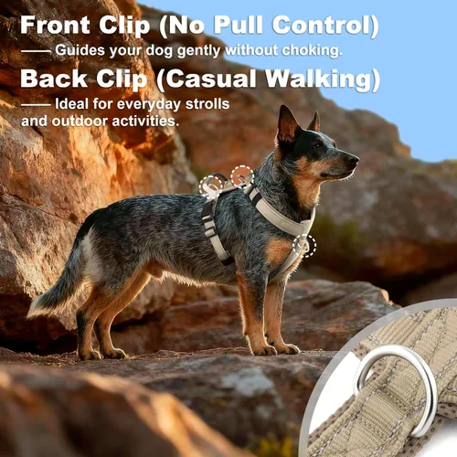 Vista 4 de Arnés Anti-Tirones para Perros con Asa, Malla Suave Acolchada Ajustable para Perros Pequeños, Medianos y Grandes Arnés Reflectante de Paseo Fácil