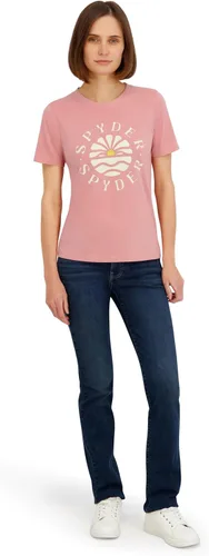 Vista 2 de Spyder Camiseta de manga corta con gráfico retro Sunset para mujer Rosa francesa