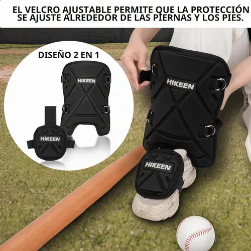 Vista 4 de Hikeen Baseball Leg Guard Batter's Shin and Foot Shield with Adjustable Straps Batting Softball Gear Suitable for Right Hand & Left Hand Hitters