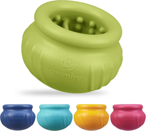 Vista 13 de Wobbly - Juguete de enriquecimiento para perros, cuenco congelado rellenable para mantener ocupados a los perros, juguete interactivo de larga Rosa