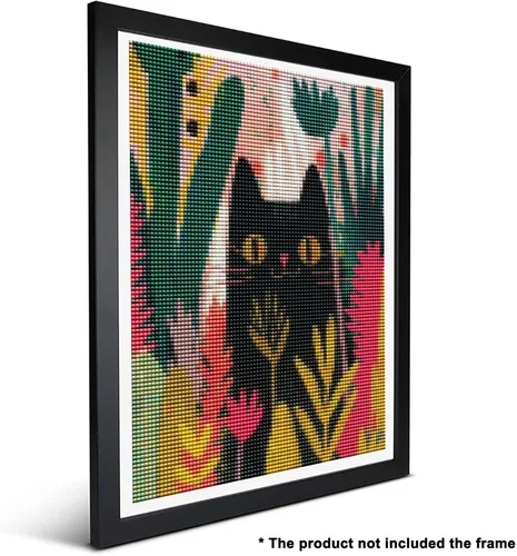 Vista 2 de Ginfonr Kits de arte de diamantes 5D para adultos, pintura de diamante de hierba de gato negro para adultos, animales de arte de diamantes
