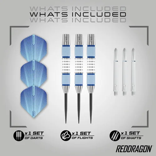 Vista 2 de RED DRAGON Stag Steel Tip Darts Set - 85% Tungsten Darts with Precision Grip Barrels, Flights & Shafts - Available in Weights from 24g to 30g