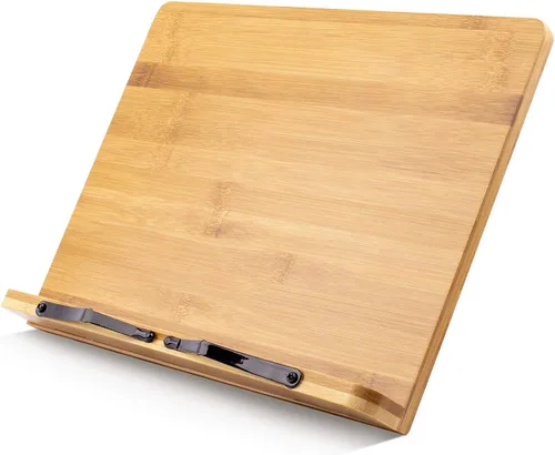 Vista 3 de Soportes y Porta-libros de Bambú Grandes A+ (15.4 x 11 Pulgadas) XL para Lectura con Manos Libres en la Cama, Libro de Cocina, Libro de Texto