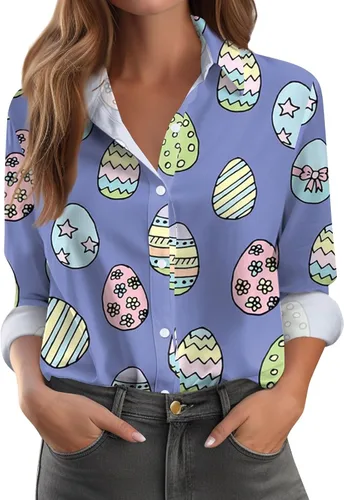 Vista 24 de Camisetas de San Valentín para mujer, camisas con botones, blusas de corazón, elegantes, informales, cuello de solapa, manga larga, suave, cómoda