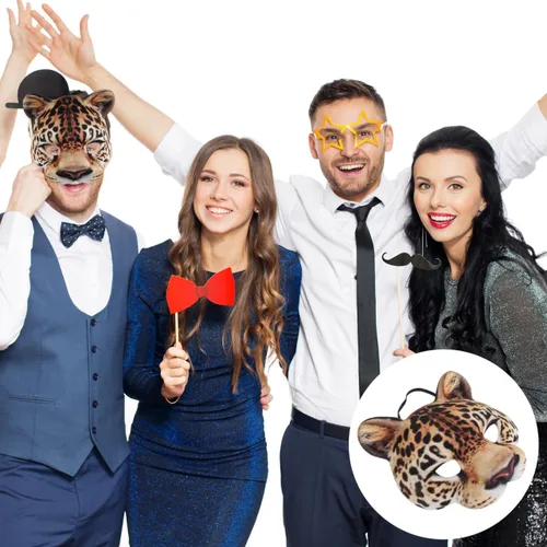 Vista 6 de Zerodeko Disfraz de leopardo para mujer, máscara de leopardo para Halloween, máscara de animal para juegos de rol, unisex, accesorio ligero