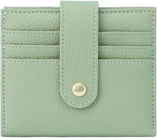 Vista 10 de Carteras de cuero para mujer con bloqueo RFID, billetera delgada, plegable, tarjetero con cremallera, bolsillo para monedas, ventana