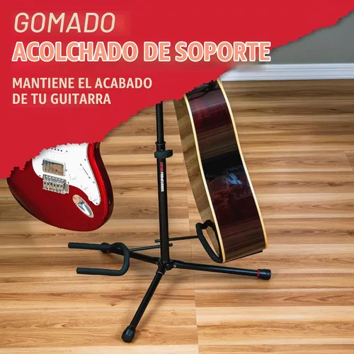 Vista 2 de Gator Frameworks Soporte de guitarra doble ajustable; Sostiene dos guitarras eléctricas o acústicas (GFW-GTR-2000), negro