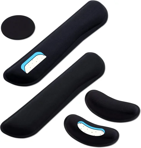 Vista 14 de Leolee Almohadillas ergonómicas negras con espuma viscoelástica y base antideslizante, para aliviar el dolor de codo y muñeca para computadora