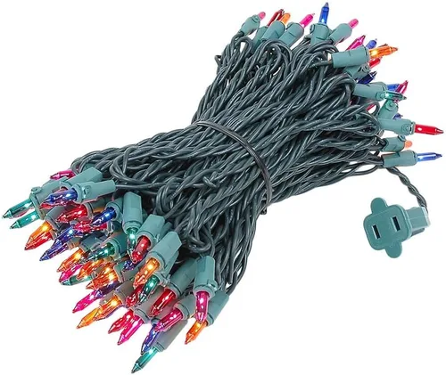 Vista 15 de Novelty Lights Mini luces incandescentes tradicionales de 50 pies, 100 bombillas, color morado sobre cable verde con espacio de 6 pulgadas, grado