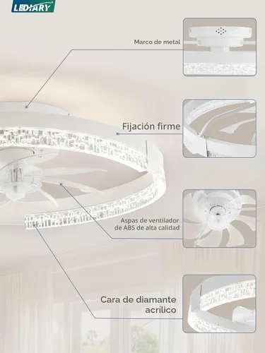 Vista 7 de LEDIARY Ventiladores de techo de perfil bajo de 19.7" con luces, aplicación
