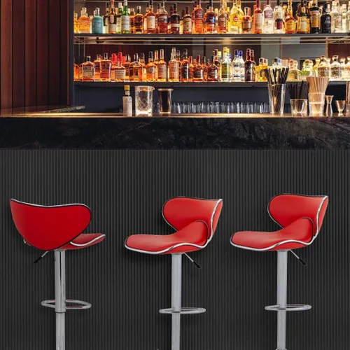 Vista 7 de Vnewone Taburetes de bar modernos de altura de mostrador, juego de 2 taburetes de bar giratorios, asiento ajustable en altura con respaldo, comedor