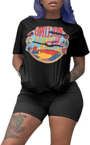 Vista 2 de SCORP - Conjunto de 2 piezas de ropa de algodón para mujer con estampado de dibujos animados S-XXL