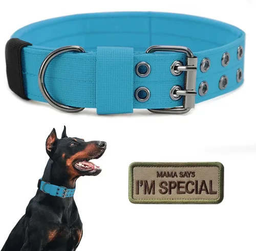 Vista 9 de Collar táctico para perro, collar militar ajustable para perro, collar de entrenamiento de nailon suave con parche, collares de hebilla de metal