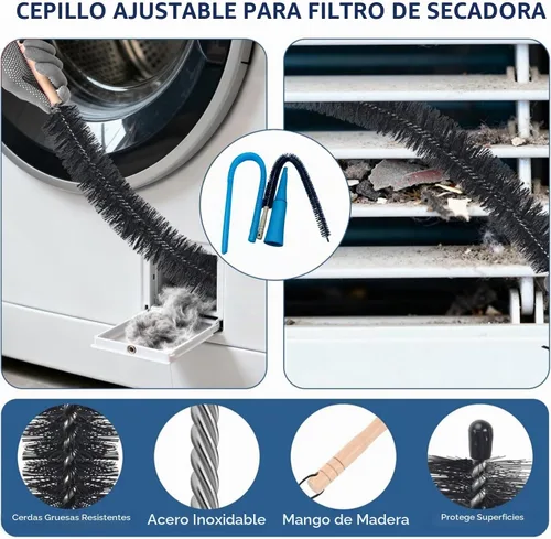 Vista 8 de Kit limpiador de ventilación para secadora, accesorio universal para manguera de vacío y cepillo de pelusa, limpia eficazmente los conductos