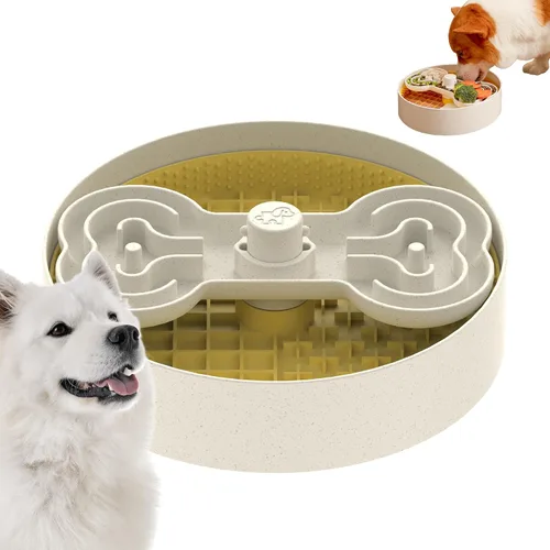 Vista 10 de Puzzle Feeder Cuenco de alimentación lenta para perros con base antideslizante, diseño de velocidad ajustable, insertos de rompecabezas extraíbles