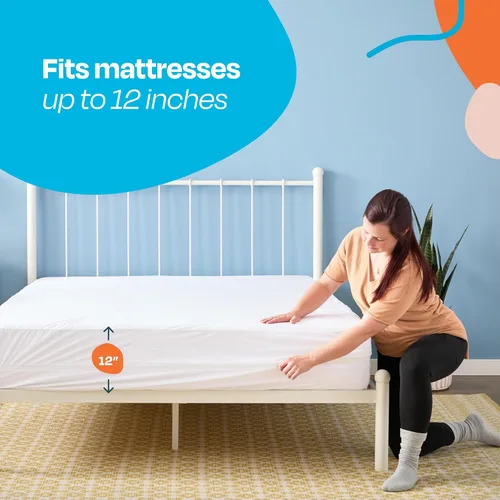 Vista 7 de Carcasa Linenspa con cierre impermeable, transpirable prueba de polvo y ácaros, cama prueba protector de colchón, Poliéster, gemelo