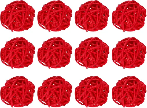 Vista 7 de MECCANIXITY 20 bolas decorativas de mimbre de ratán de 1.2 pulgadas para rellenos de jarrones, bodas, jardines, fiestas de pasillo, color negro