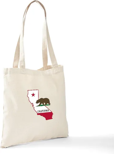 Vista 6 de CafePress CALI STATE W BEAR - Bolsa reutilizable de lona beige natural