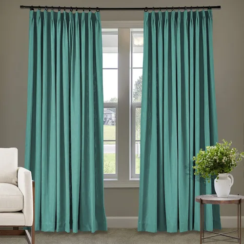 Vista 12 de Frelement Cortinas plisadas de lino de algodón de 100 pulgadas de ancho y 102 pulgadas de largo, cortinas con reducción de ruido para sala