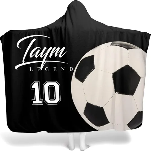 Vista 8 de Custom Soccer Hooded Blanket, Womens Soccer Hoodies Blanket, Ultra-Soft Warm Sherpa Wearable Blanket with Hood