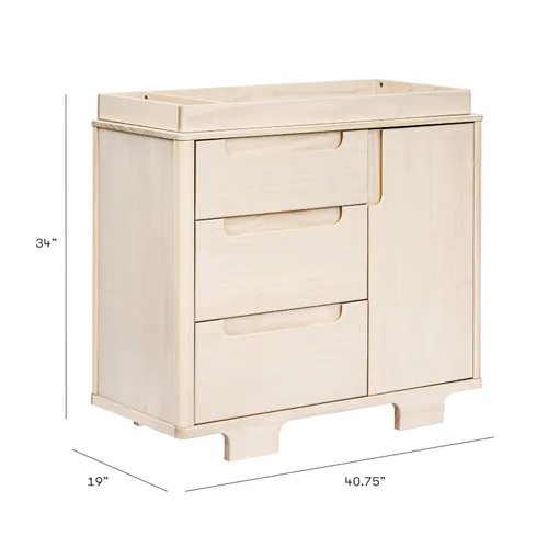 Vista 10 de Babyletto Yuzu - Cómoda para bebé con 3 cajones, certificado GREENGUARD, color natural lavado