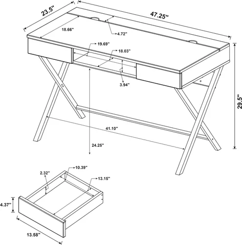 Vista 3 de Coaster Furniture Connect-It 800117 - Escritorio con tomacorriente/compartimento de almacenamiento integrado, capuchino