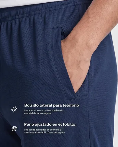 Vista 6 de Paquete de 3 pantalones deportivos de malla para hombre, con bolsillos de Set 2