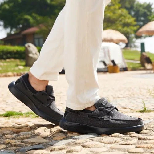 Vista 8 de OrthoComfoot Mocasines ortopédicos sin cordones para hombre mocasines casuales de lona para fascitis plantar con soporte de arco, cómodos zapatos