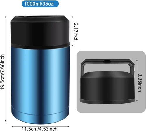 Vista 4 de Contenedor de almuerzo aislado de 35 oz a prueba de fugas termo al vacío