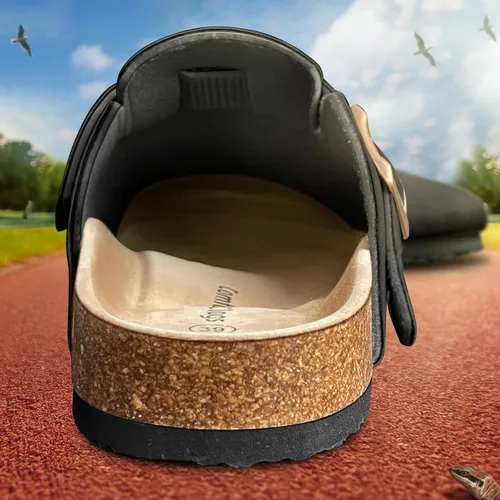 Vista 3 de BULLIANT Zuecos pantuflas sandalias de enfermería zapatos de trabajo para hombres y mujeres, parte superior con forro polar + plantilla de corcho