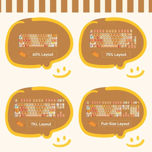 Vista 6 de SEUNKWANG EWEADN Lindas Teclas para Teclado, 111 Teclas Perfil Bun MOG, Compatibilidad Universal para Teclado 100%, 75%, 65%, 60% TKL, Sublimación