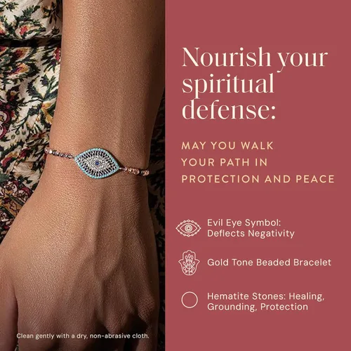 Vista 10 de KARMA AND LUCK - Camina con integridad - Pulsera de hematita genuina para mujer en tono dorado de 5.5 a 7.5 pulgadas con cierre de cordón ajustable
