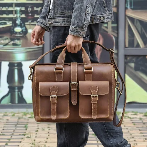 Vista 5 de Ztimi Men's Office Bags Laptop Bags Business Work Bags Leather Messenger Bags Handbags Handbags