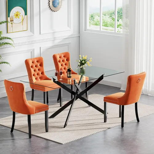 Vista 96 de Juego de mesa de comedor de cristal plateado moderno de 47 pulgadas para 2, juego de mesa de comedor de cocina redonda de 3 piezas con patas