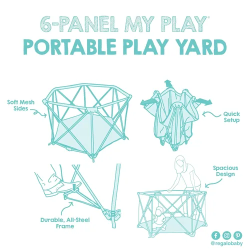 Vista 8 de Regalo Safety My Play Corralito portátil para bebés, patio de juegos plegable de 6 paneles para interiores y exteriores, para bebés y niños