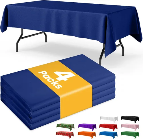 Vista 37 de Mantel de bandera estadounidense, paquete de 4 manteles patrióticos desechables de 54 x 108 pulgadas para mesas de 6 pies, decoraciones del 4