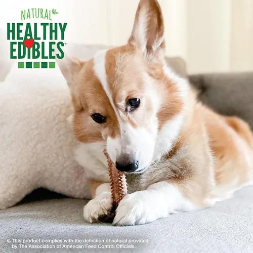 Vista 6 de Nylabone Healthy Edibles Masticables Naturales para Perros de Larga Duración Golosinas Masticables para Perros, Sabor a Carne Asada, X-Small/Petite