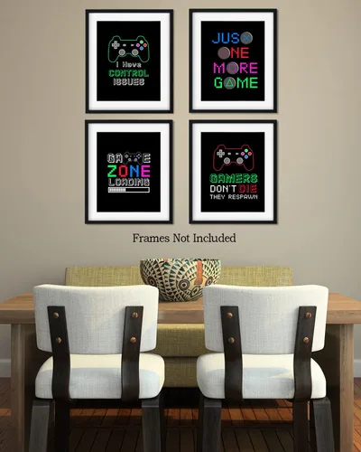 Vista 7 de Decoración de sala de juegos para niños, cosas geniales para tu habitación, cueva de hombre, dormitorio, sala de juegos o bar, juego de 4 accesorios