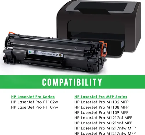 Vista 3 de LINKYO Cartucho de tóner compatible de repuesto para HP 85A CE285A (negro, paquete de 2)